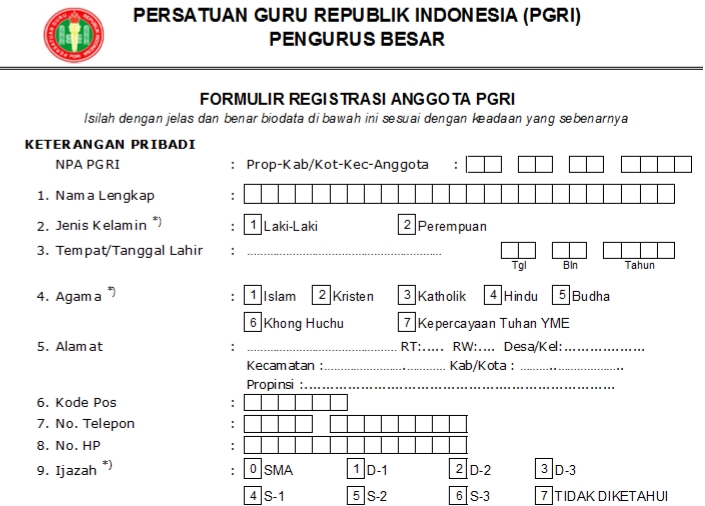 Pendaftaran PGRI Kota Jakarta Selatan - Persatuan Guru Republik Indonesia Cabang Kota Jakarta Selatan